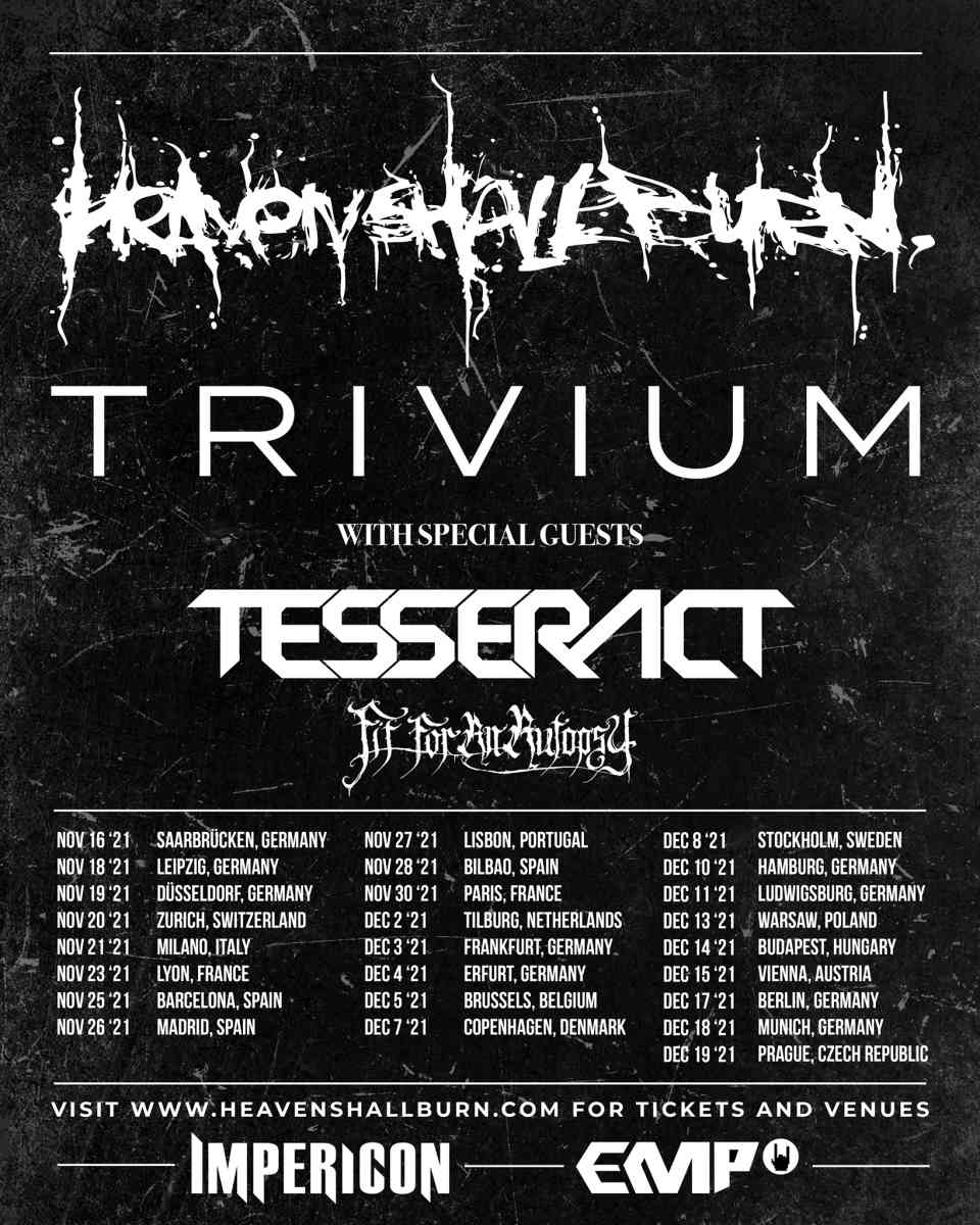heaven shall burn - tour flyer 2021