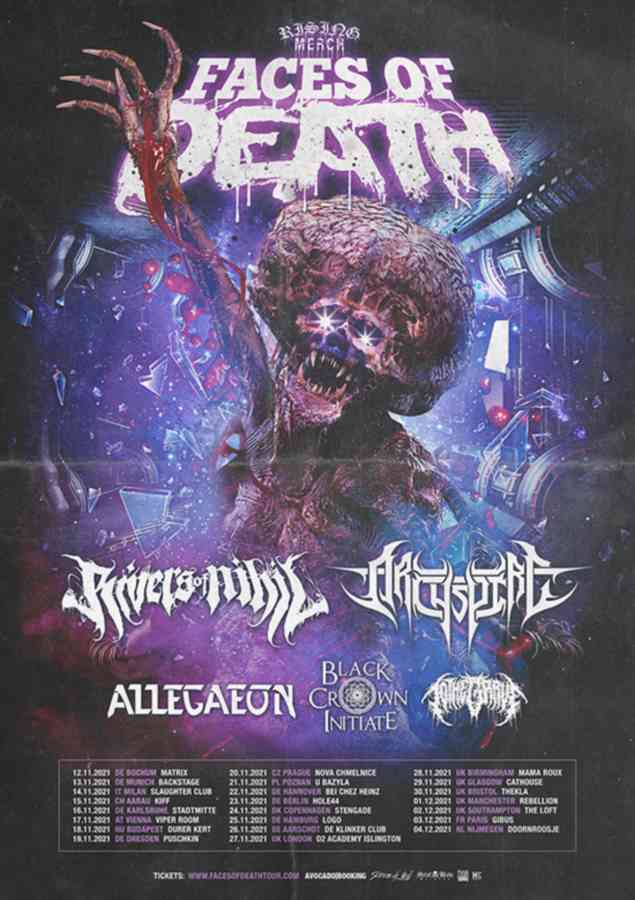 Rising Merch Faces Of Death - tour flyer 2021