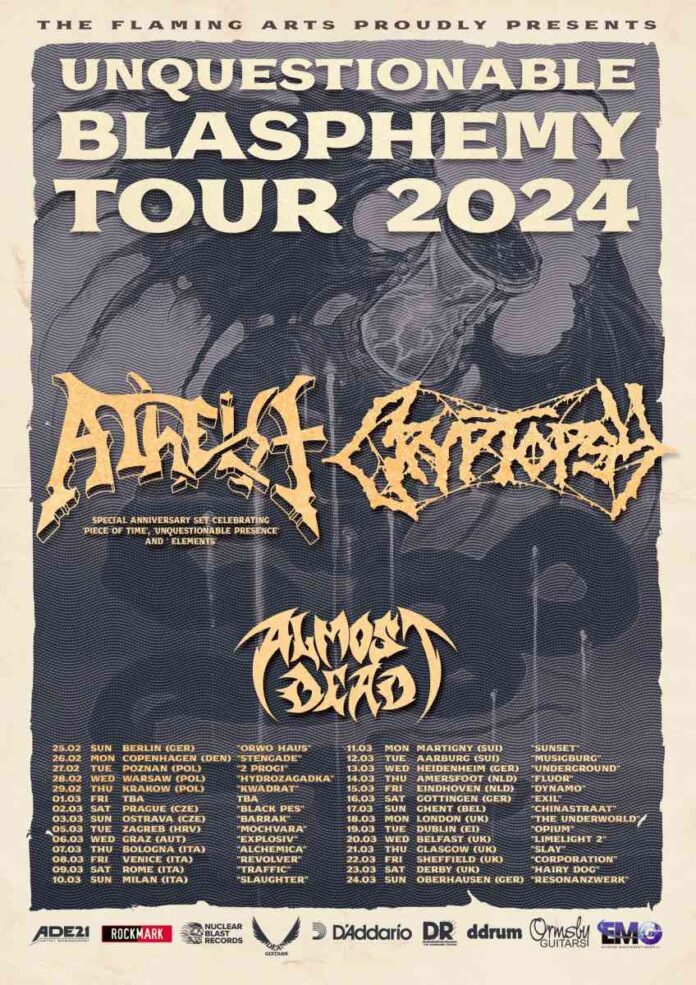 ATHEIST - CRYPTOPSY - tour flyer 2024