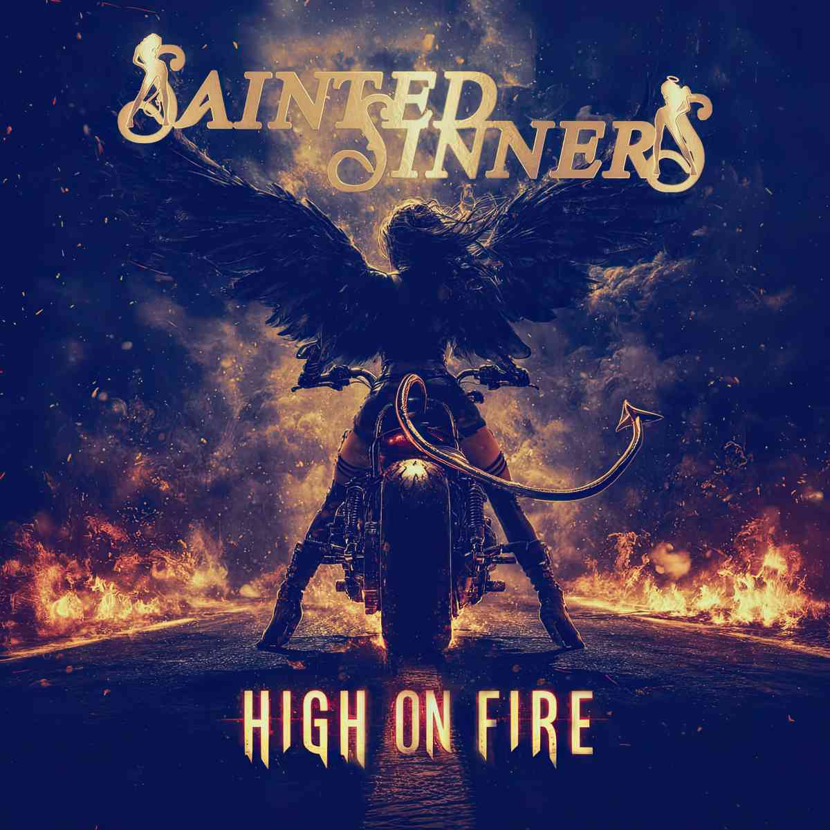 Sainted Sinners high on fire artwork