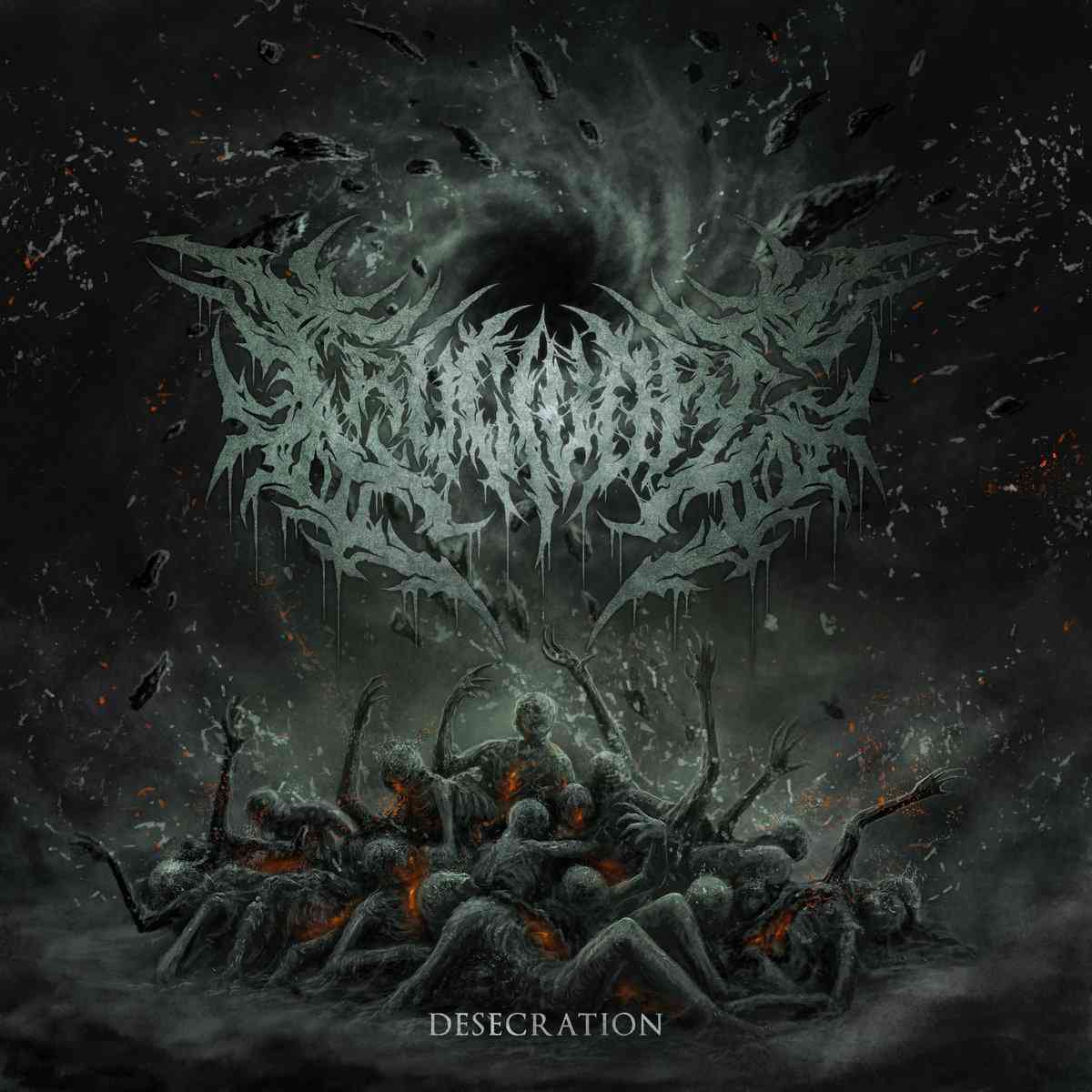 CRUCIVORE – Desecration – Cover Artwork CRUCIVORE – Desecration Cover Artwork, düsteres Death-Metal-Artwork zum Debütalbum der portugiesischen Band